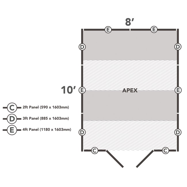 Forest Overlap Pressure Treated 10x8 Apex Shed - Double Door No Windows