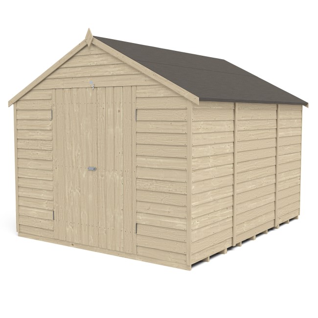 Forest Overlap Pressure Treated 10x8 Apex Shed - Double Door No Windows