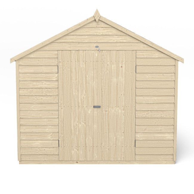 Forest Overlap Pressure Treated 10x8 Apex Shed - Double Door No Windows