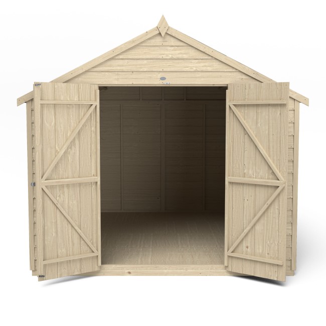 Forest Overlap Pressure Treated 10x8 Apex Shed - Double Door No Windows