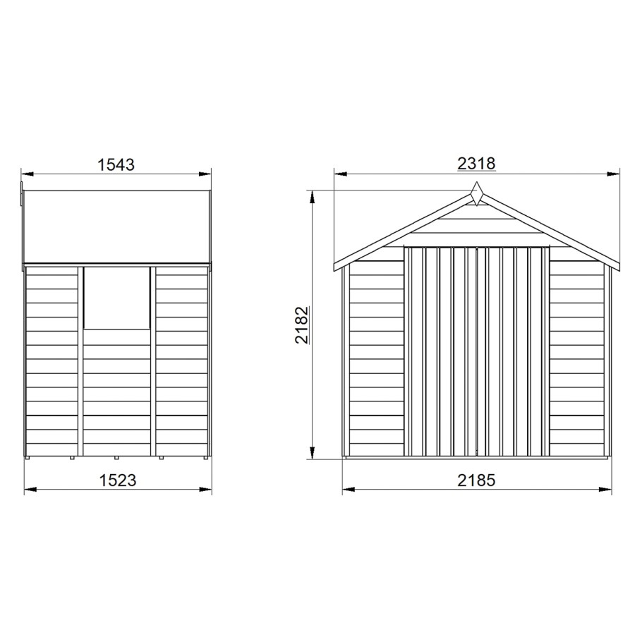 Forest Overlap Pressure Treated 7x5 Apex Shed - Double Door