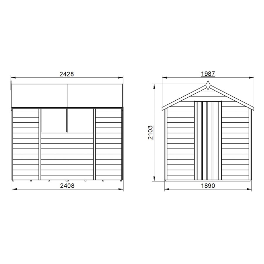 Forest Overlap Dip Treated 8x6 Apex Shed