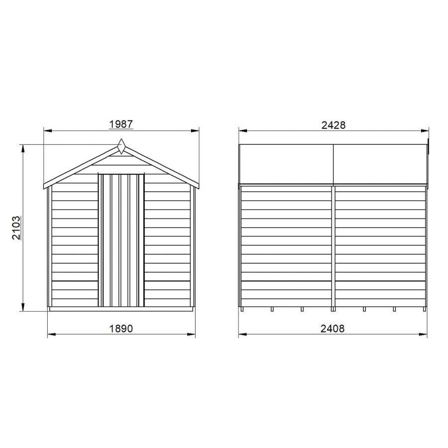 Forest Overlap Pressure Treated 8x6 Apex Shed - No Window 