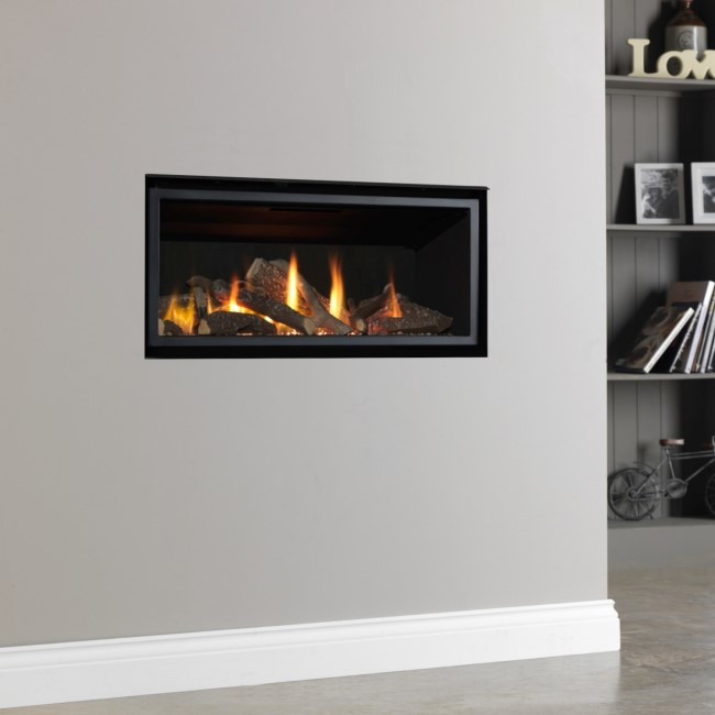 Black 16inch Inset Gas Media Wall Fireplace - Sirocco Fires Vola 860