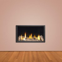 Frameless Black Inset Gas Fire with Logs -  Vola 600