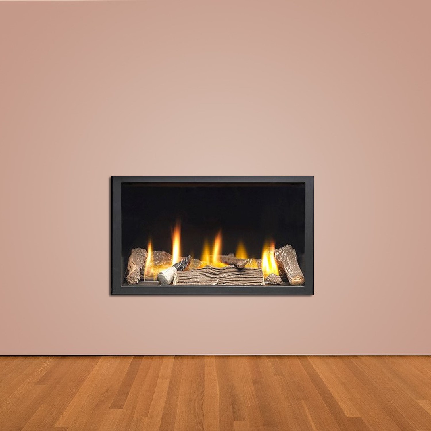 Photo of Frameless black inset gas fire with logs - vola 600