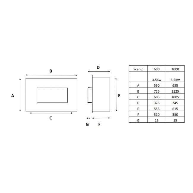 Black 39inch Inset Gas Media Wall Fireplace - Sirocco Fires Lux 1000