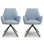 Set of 2 Blue Boucle Dining Chairs - Alva