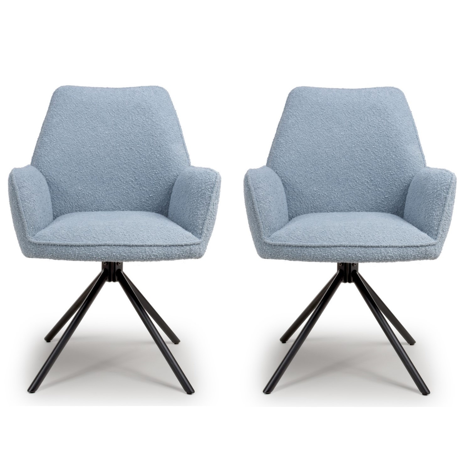 Photo of Set of 2 blue boucle dining chairs - alva