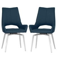 Revel Set Of 2 Swivel Dining Chairs - Blue