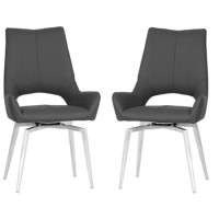 Revel Set Of 2 Swivel Dining Chairs - Dark Grey Revel Set Of 2 Swivel Dining Chairs - Dark Grey