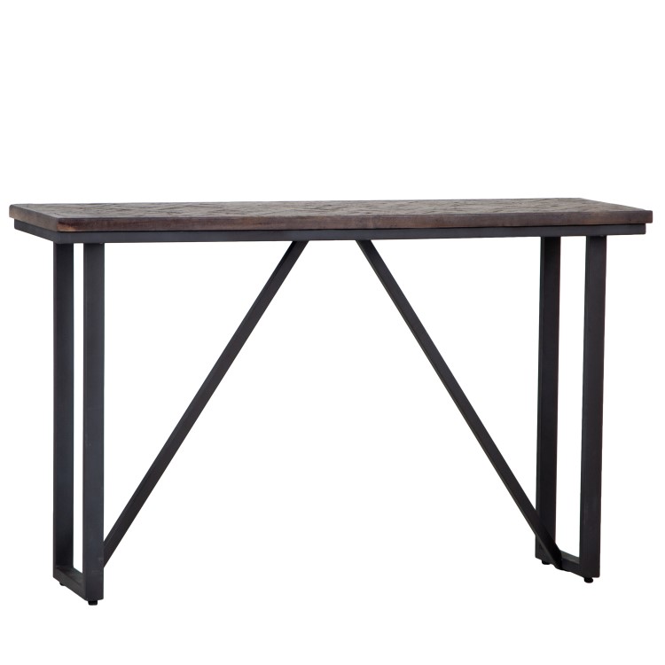 Industrial Style Teak & Iron Bar Table 1.4m