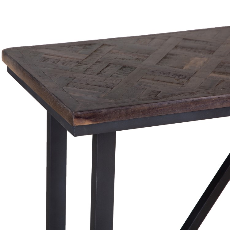 Industrial Style Teak & Iron Bar Table 1.4m