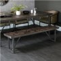 Large Industrial Style Teak & Iron Dining Bench 1.6m