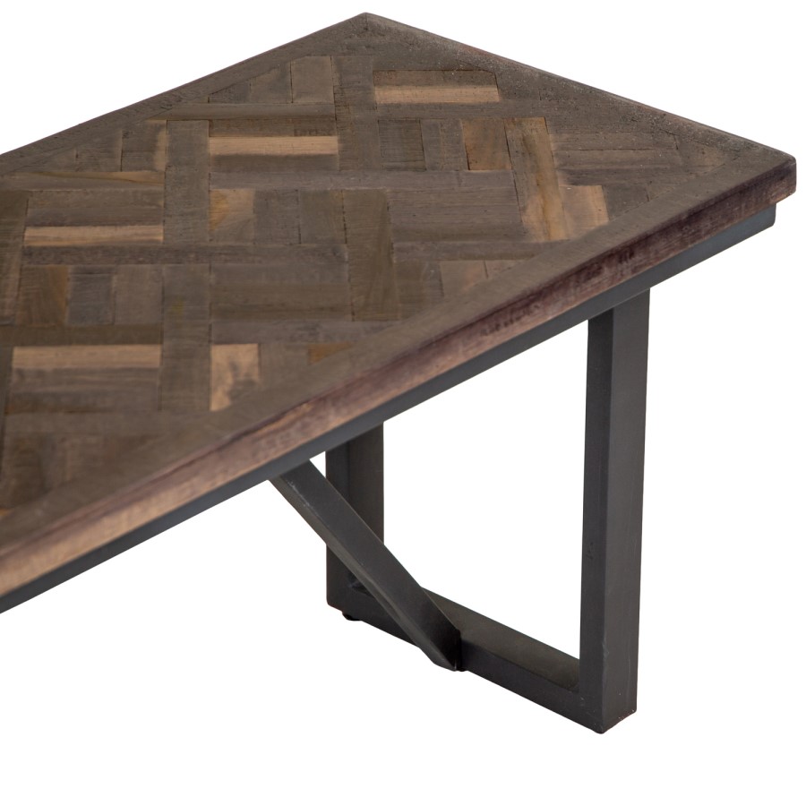 Large Industrial Style Teak & Iron Dining Bench 1.6m