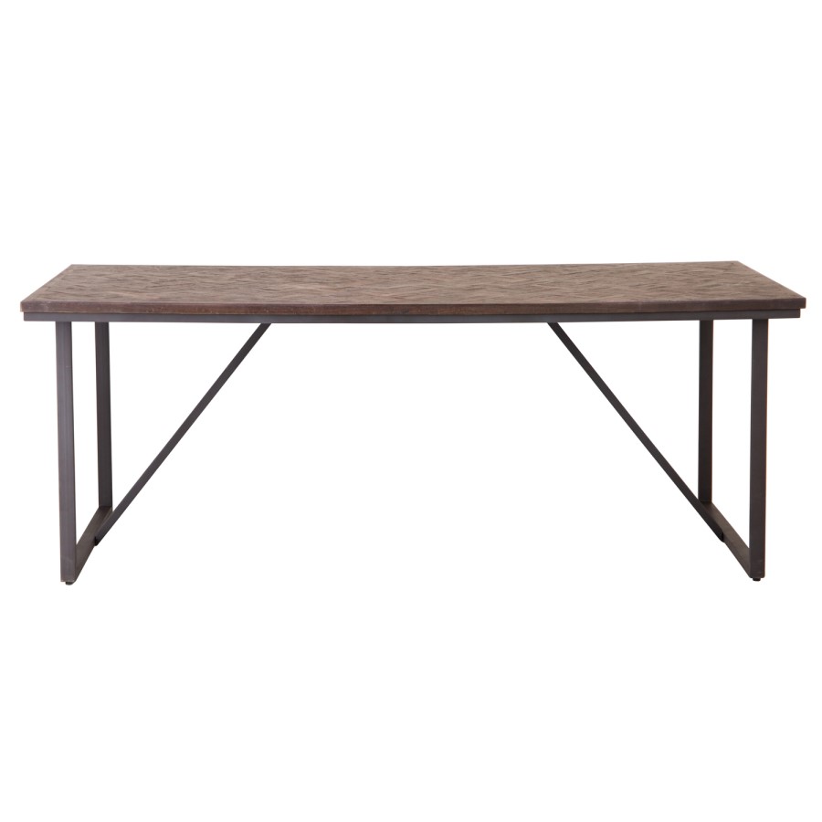 Industrial Style Teak & Iron Dining Table 2m