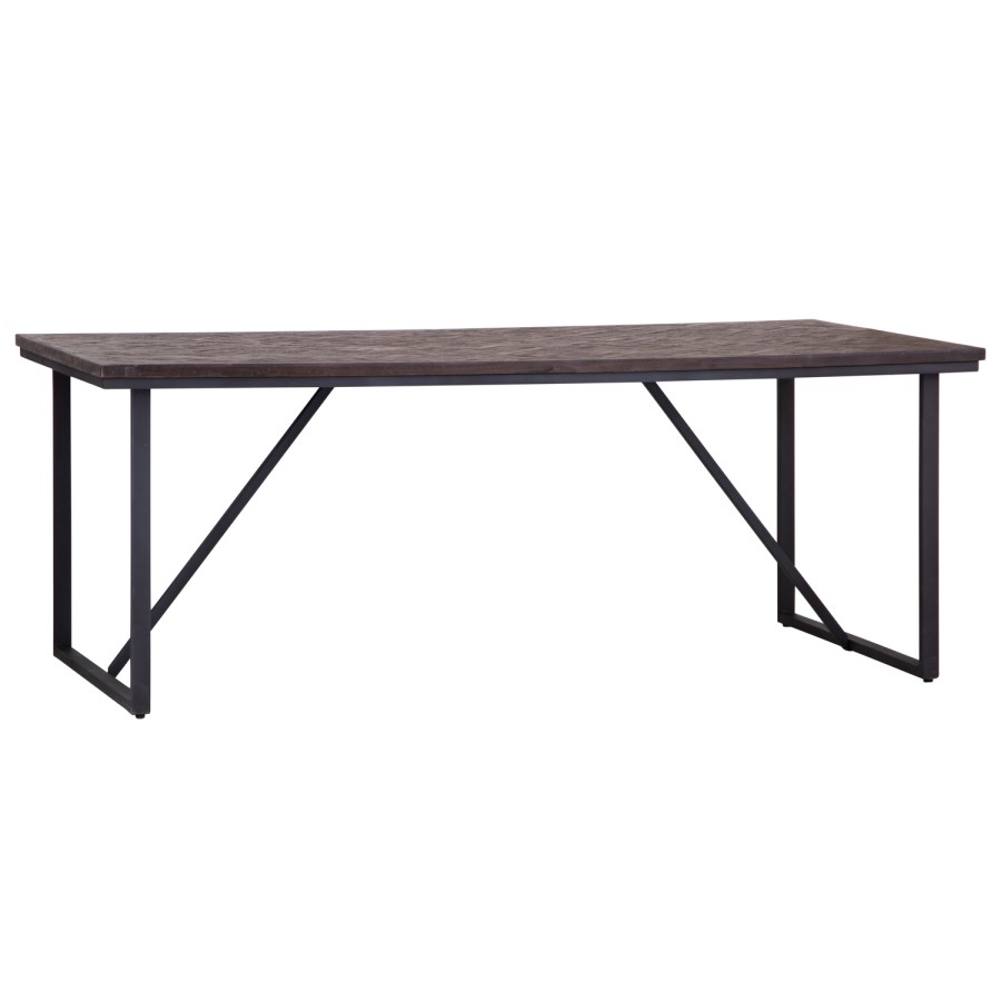 Industrial Style Teak & Iron Dining Table 2m