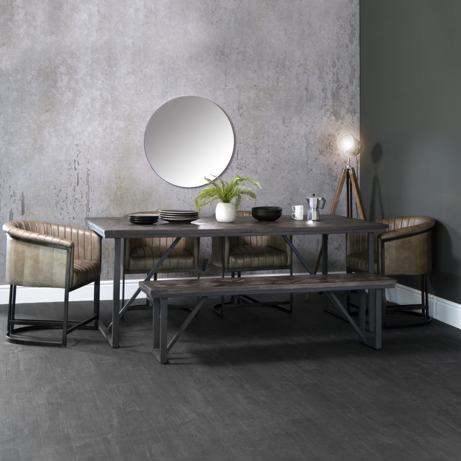 Industrial Style Teak & Iron Dining Table 2m