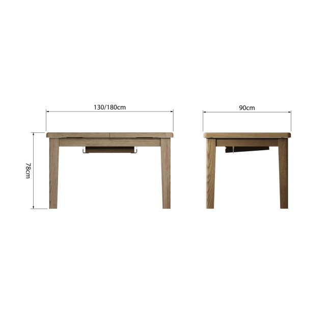 Solid Oak Extendable Dining Table 4-6 seater