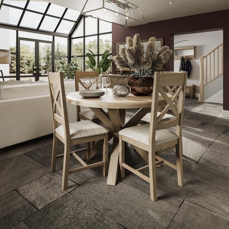 Smoked Oak Small Round Dining Table 120cm