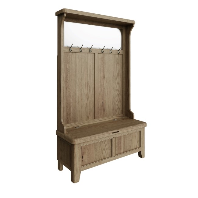 Smoked Oak Hall Bench Unit with Storage