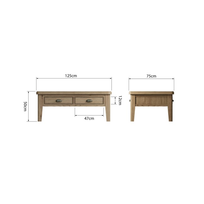 Rectangular Oak Coffee Table with Storage - Pegasus