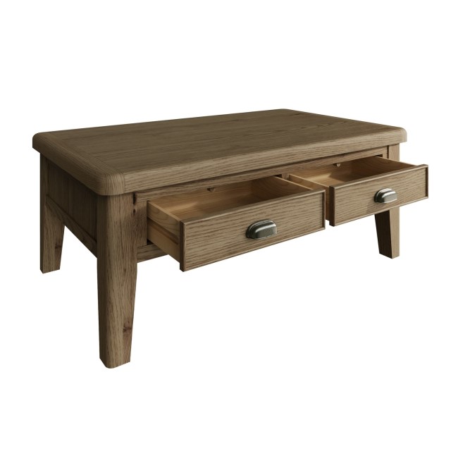 Rectangular Oak Coffee Table with Storage - Pegasus