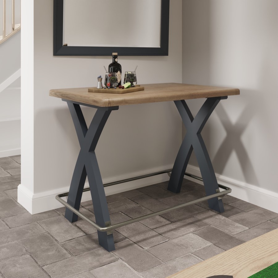 Oak & Blue Breakfast Bar Table