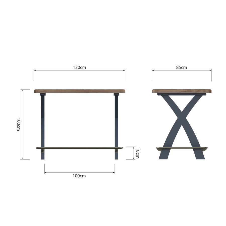 Oak & Blue Breakfast Bar Table