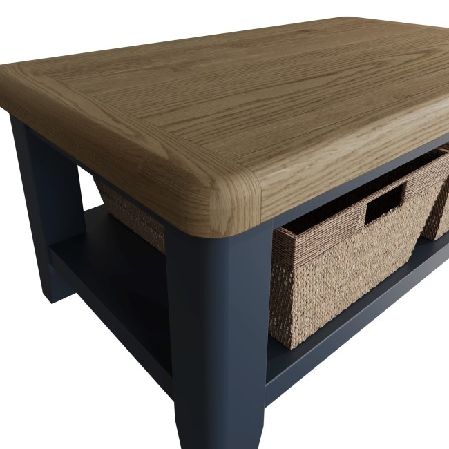 Rectangular Blue Wooden Coffee Table with Storage - Pegasus