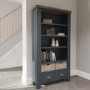 Oak & Blue Large Bookcase with Wicker Baskets