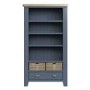 Oak & Blue Large Bookcase with Wicker Baskets