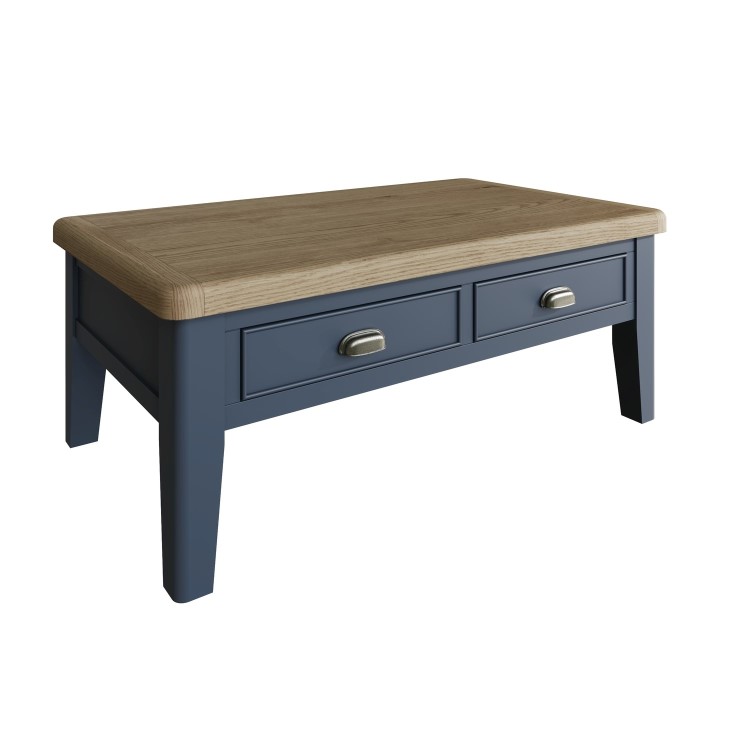 Rectangular Blue Wooden Coffee Table with Storage - Pegasus