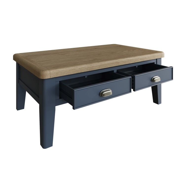 Rectangular Blue Wooden Coffee Table with Storage - Pegasus