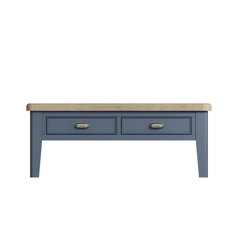 Rectangular Blue Wooden Coffee Table with Storage - Pegasus