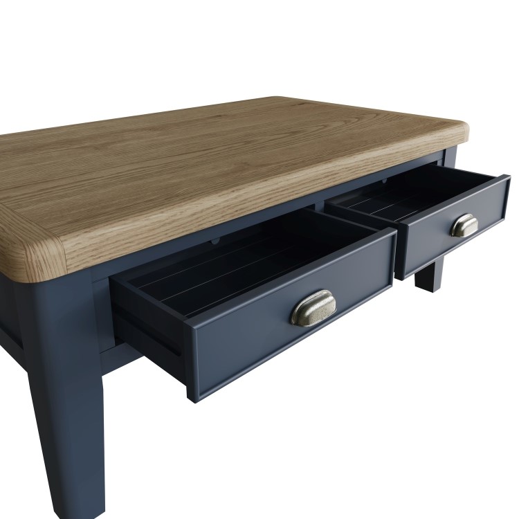 Rectangular Blue Wooden Coffee Table with Storage - Pegasus