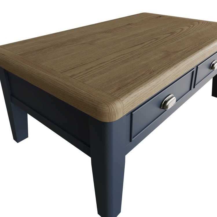 Rectangular Blue Wooden Coffee Table with Storage - Pegasus