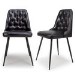 Set of 2 Real Leather Black Dining Chair with Quilted Back - Jaxson