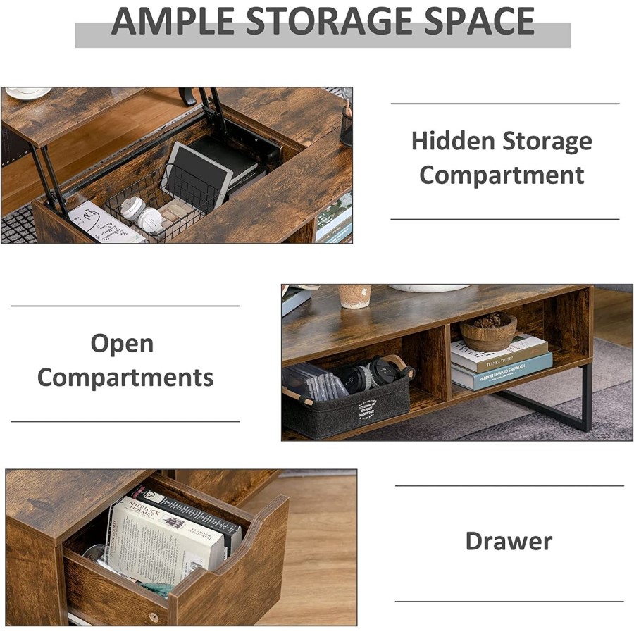 Rectangular Walnut Coffee Table with Storage - Ryder