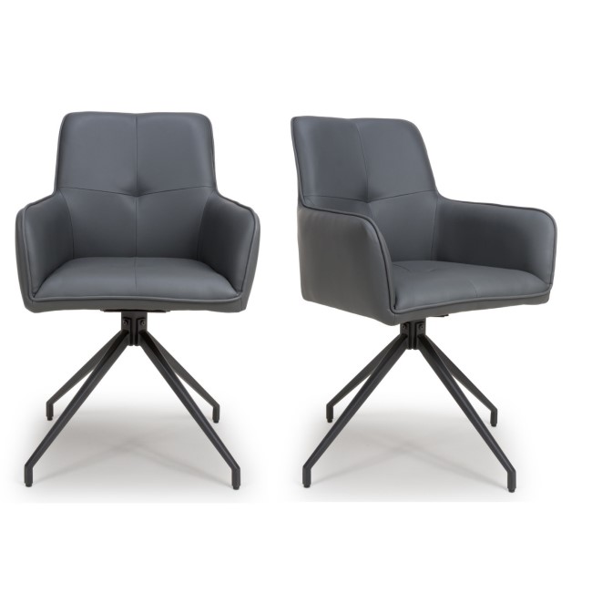 Set of 2 Grey Swivel Dining chairs -Linnie