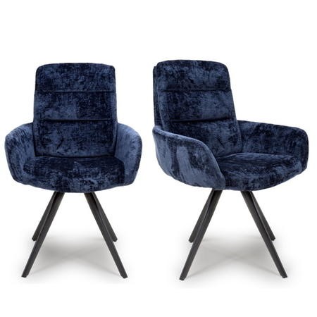 Set of 2 Navy Swivel Dining chairs -Devan - Furniture123