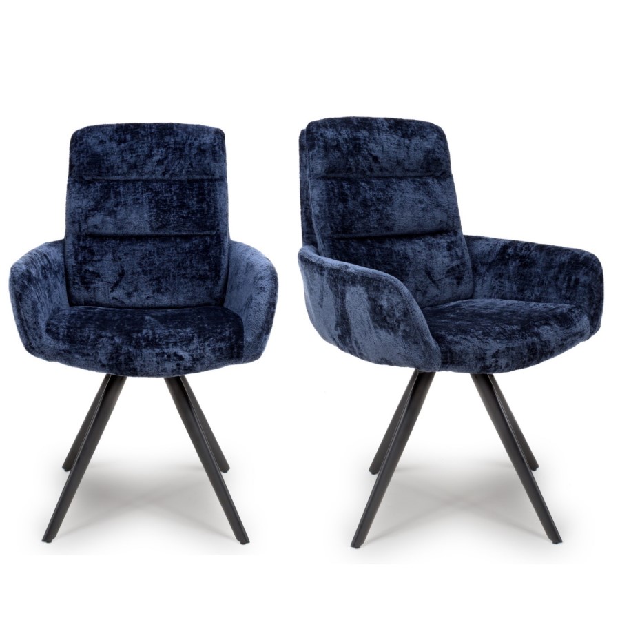 Set of 2 Navy Swivel Dining chairs -Devan