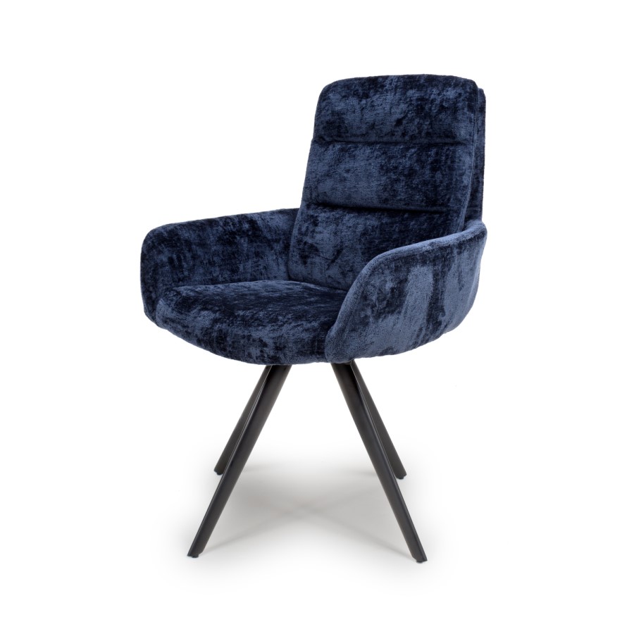 Set of 2 Navy Swivel Dining chairs -Devan