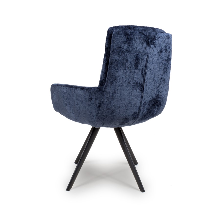 Set of 2 Navy Swivel Dining chairs -Devan