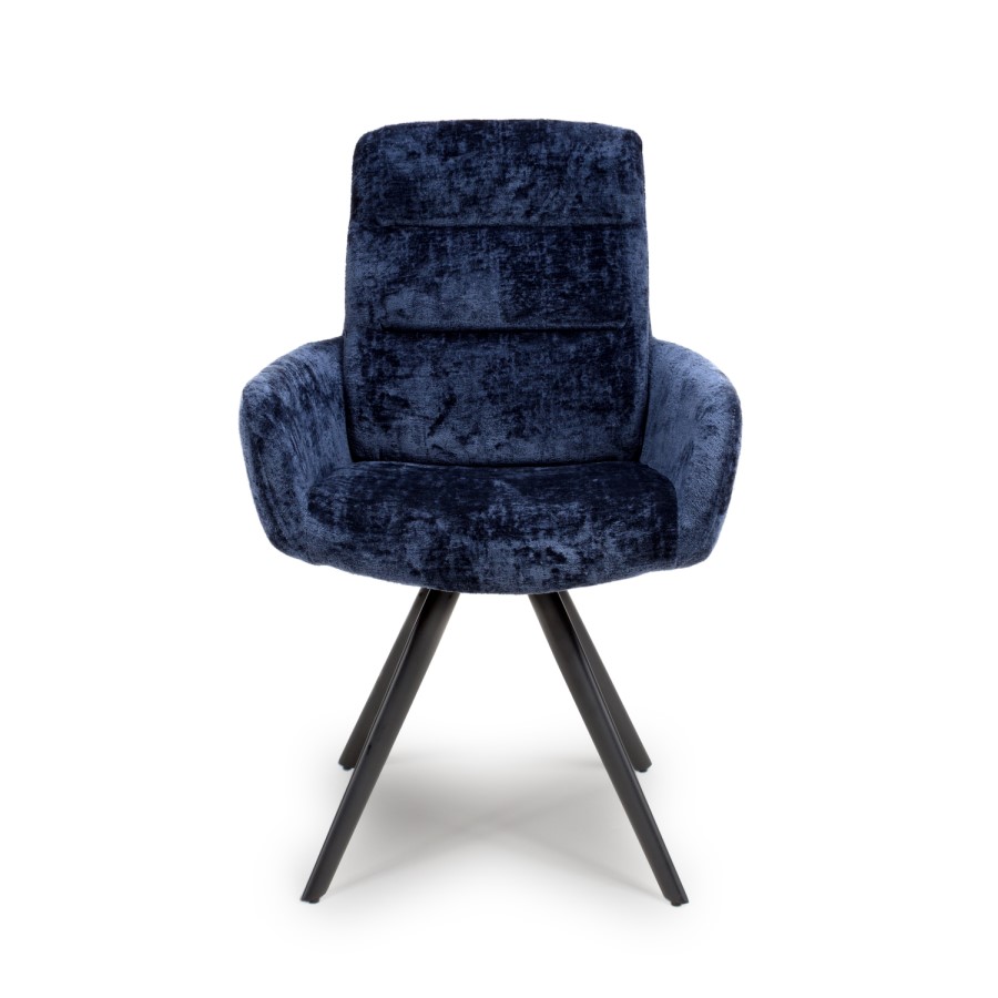 Set of 2 Navy Swivel Dining chairs -Devan
