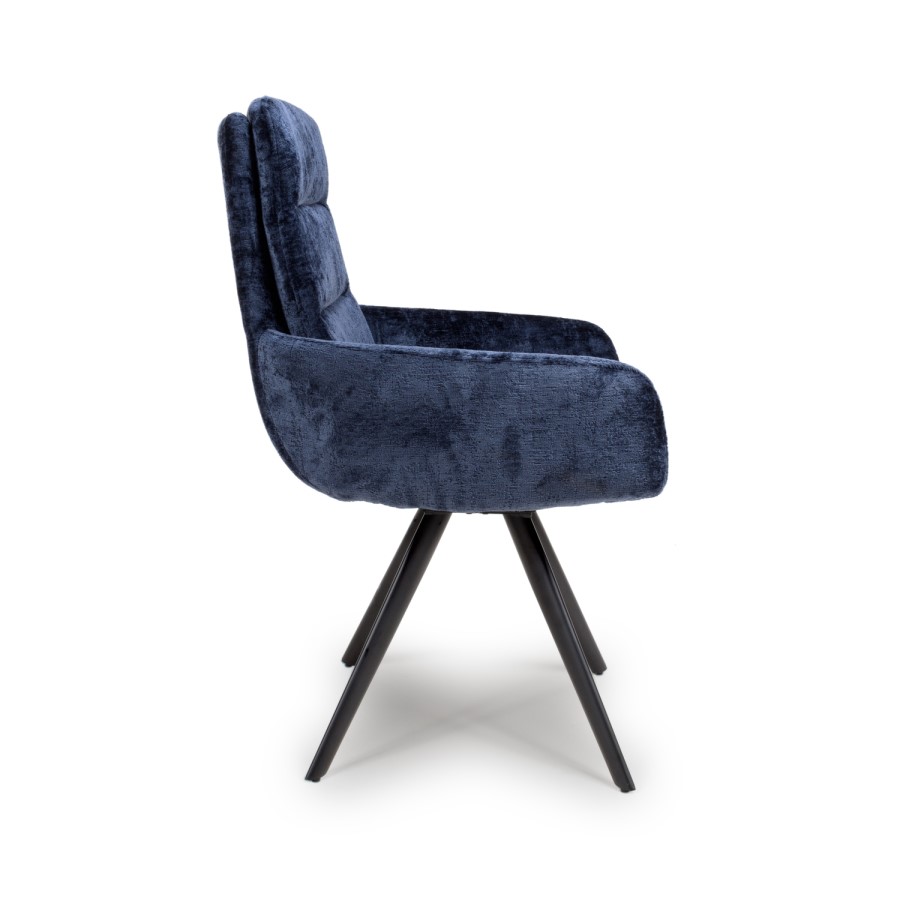 Set of 2 Navy Swivel Dining chairs -Devan
