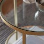 Round Gold Glass Top Side Table with Storage - Hudson