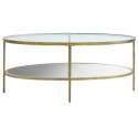FOL105407 Oval Gold Glass Top Coffee Table with Storage - Hudson