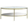 Oval Gold Glass Top Coffee Table with Storage - Hudson