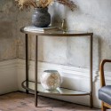 FOL105408 Small Glass Bronze Console Table with Shelf - Hudson
